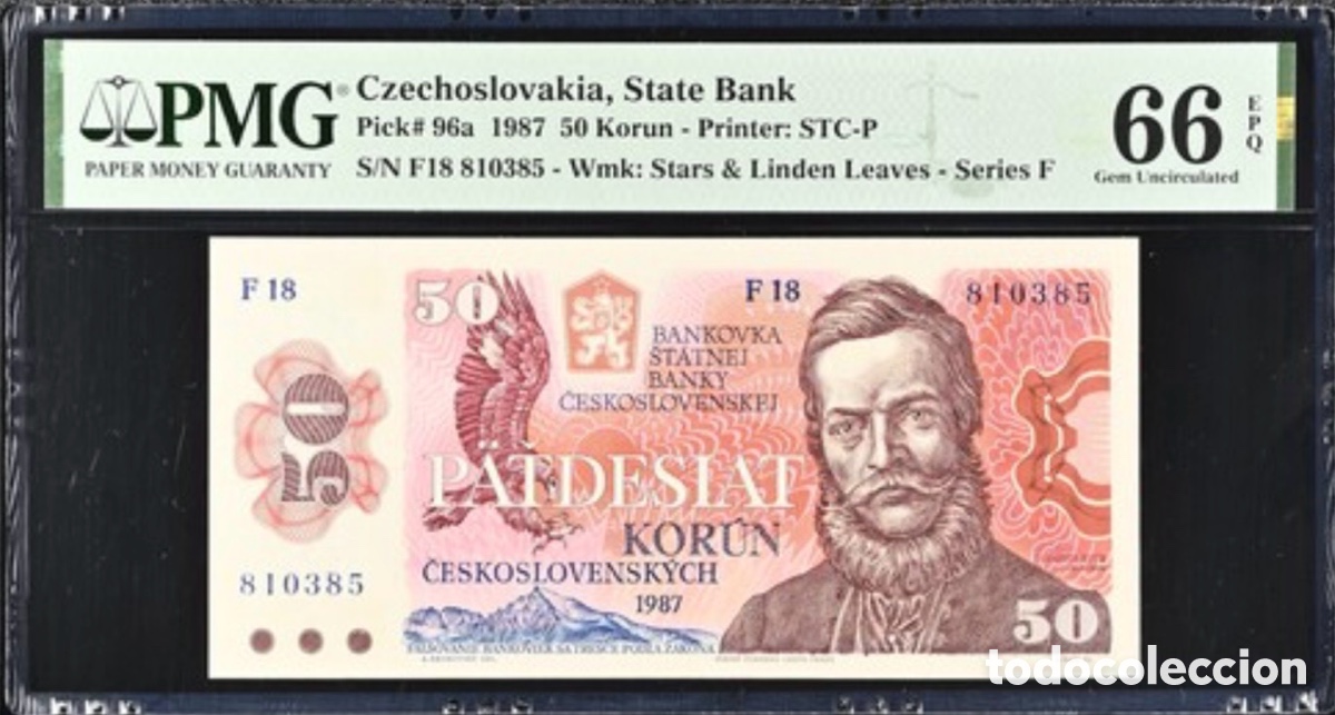 Billetes extranjeros: Billete 50 Korun Checoslovaquia 1987 PMG 66 Pick 96a