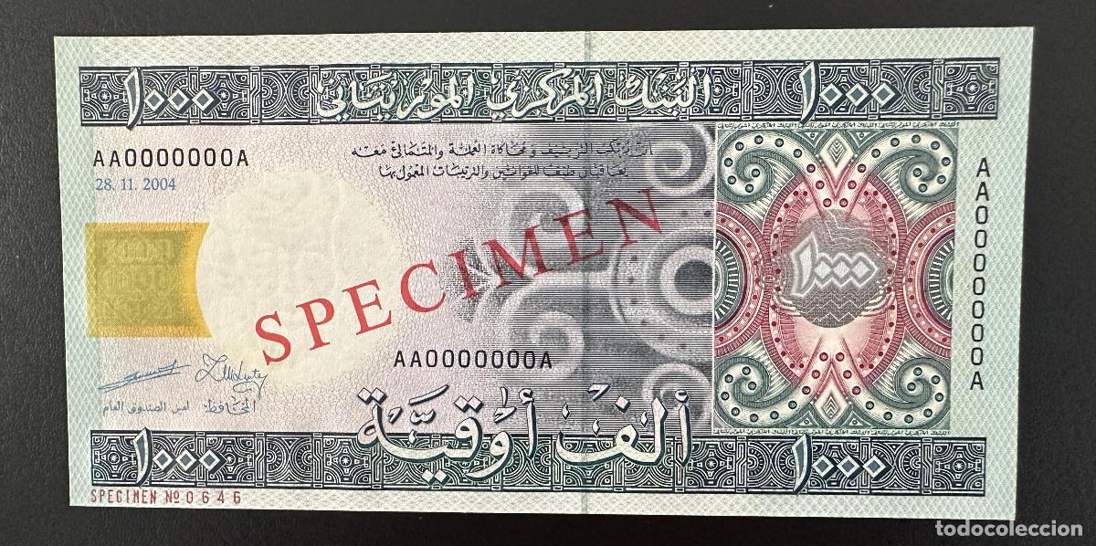 Billetes extranjeros: Mauritania 1000 Ouguiya 2004 SPECIMEN Billete UNC