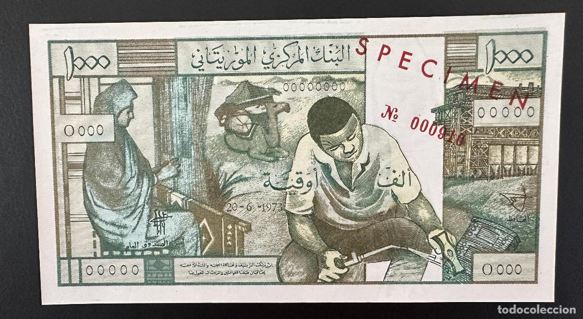 Billetes extranjeros: Mauritania 1000 Ouguiya 1973 SPECIMEN Billete Raro UNC
