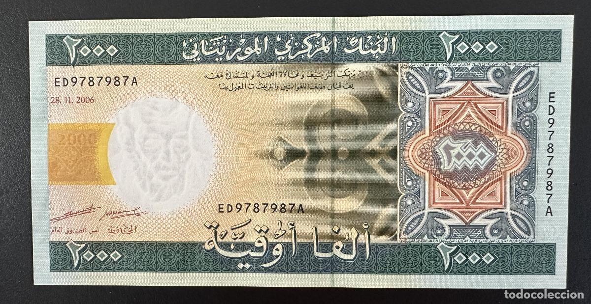 Billetes extranjeros: Billete 2000 Ouguiya Mauritania 2006 Nuevo UNC Camello