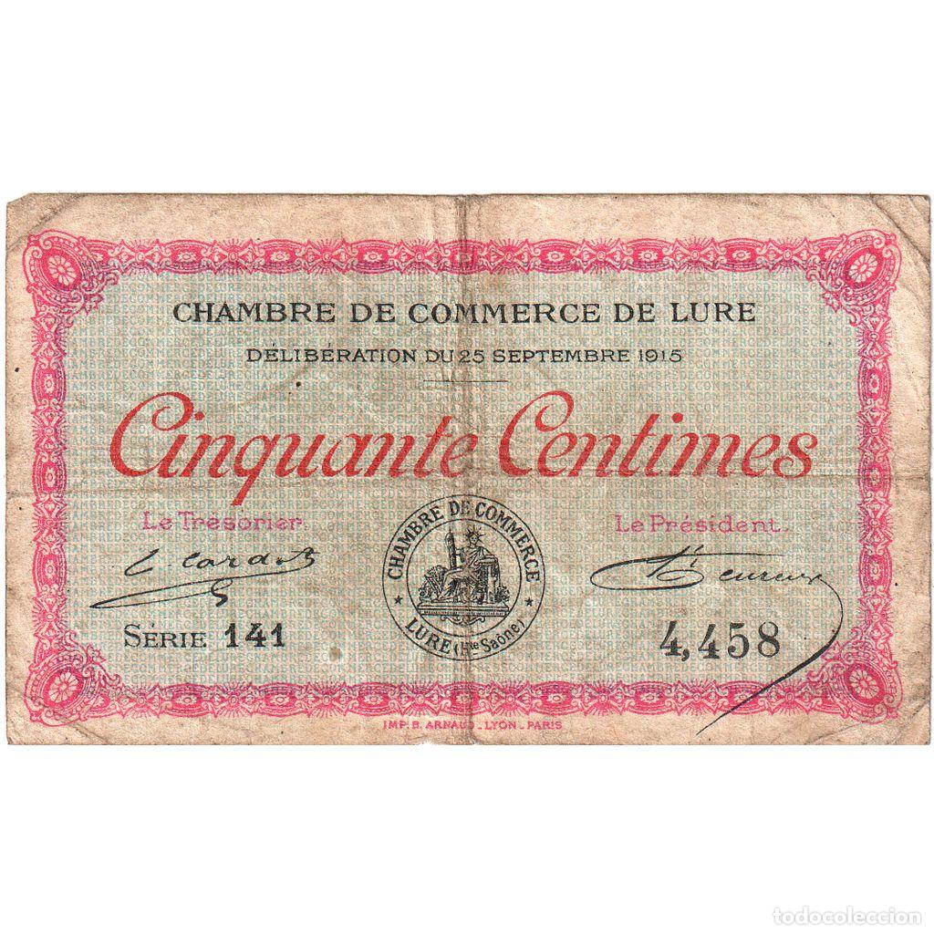 Billetes extranjeros: [#1185256] Francia, Lure, 50 Centimes, 1915-09-25, Chambre de Commerce, BC, Pirot:76-36
