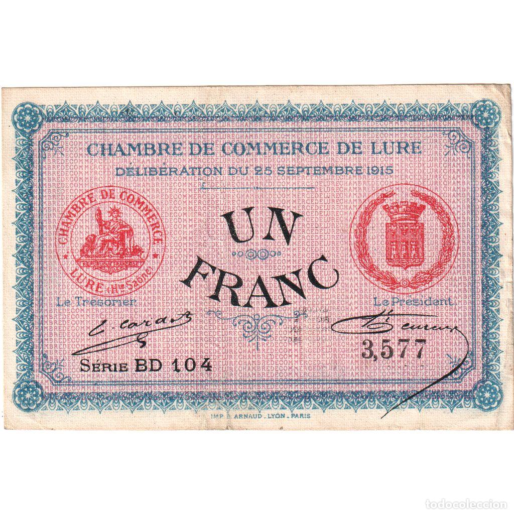 Billetes extranjeros: [#1185257] Francia, Lure, 1 Franc, 1915-09-25, BC+, Pirot:76-6