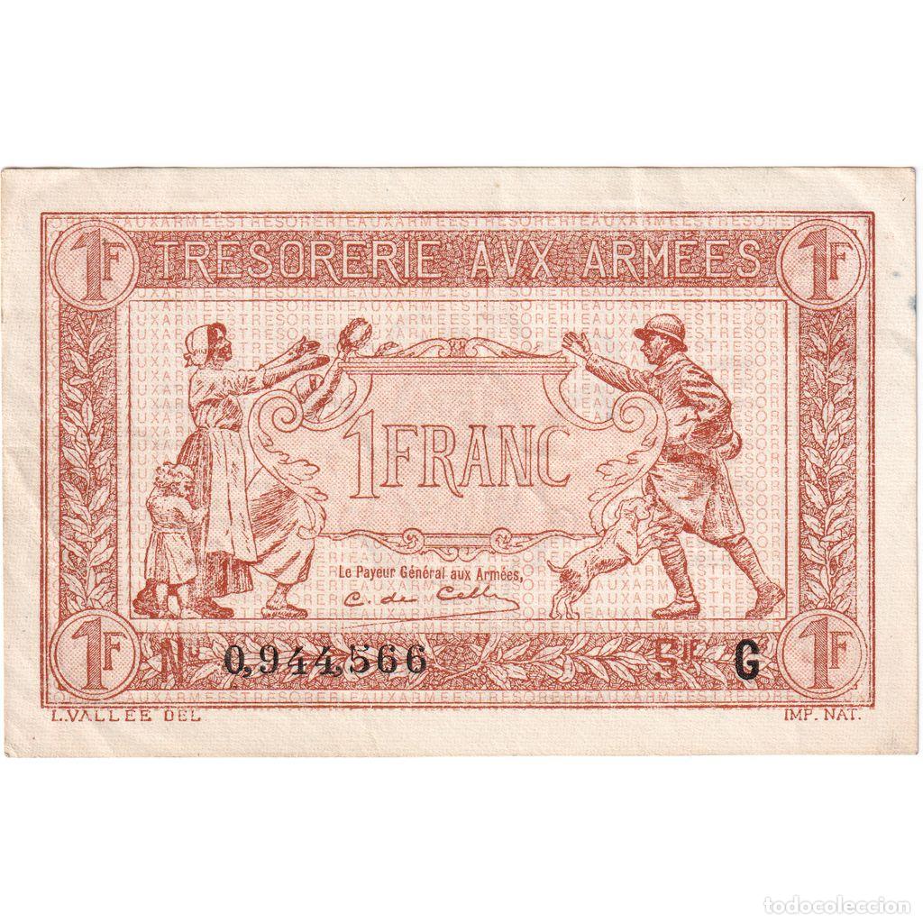 Billetes extranjeros: [#1185280] Francia, 1 Franc, 1917-1919 Army Treasury, SERIE G, MBC
