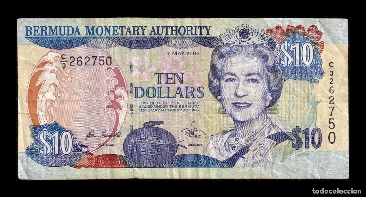 Billetes extranjeros: Bermuda 10 D&oacute;lares Elizabeth II 2007 Pick 52b Mbc Vf