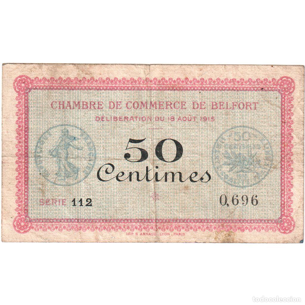 Billetes extranjeros: [#1185294] Francia, Belfort, 50 Centimes, 1915-08-18, Serie 112, BC