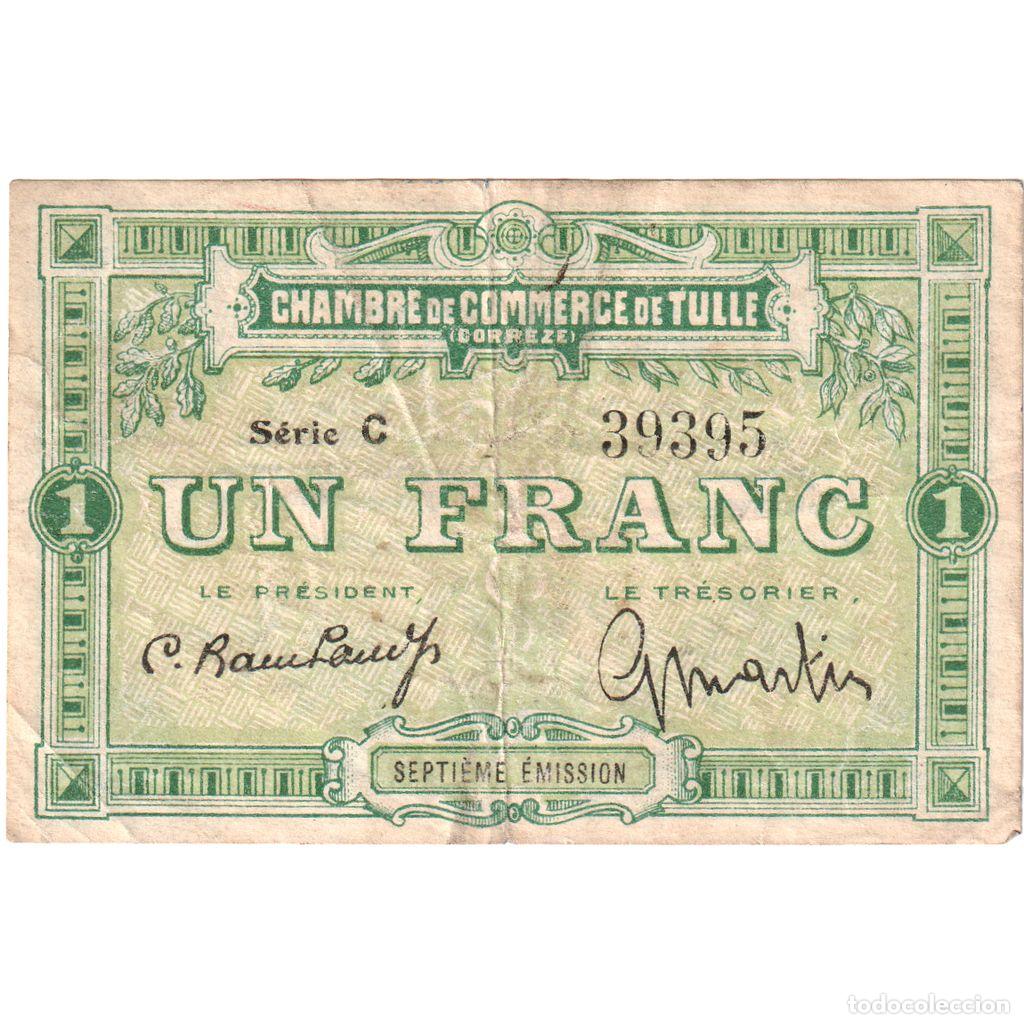 Billetes extranjeros: [#1185297] Francia, Tulle, 1 Franc, 1915-03-15, SERIE C, BC, Pirot:126-2