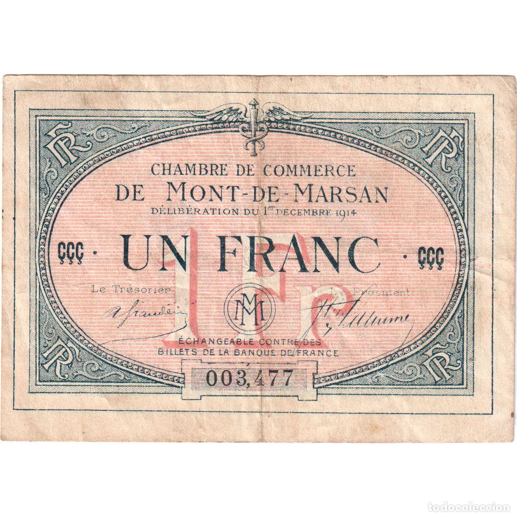 Billetes extranjeros: [#1185325] Francia, Mont-de-Marsan, 1 Franc, 1914-12-01, BC+, Pirot:82-35