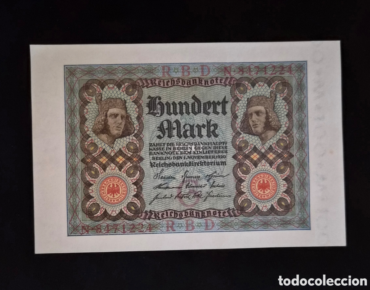 Billetes extranjeros: Billete de Alemania 100 marcos de 1920 &ndash; Reichsbanknote
