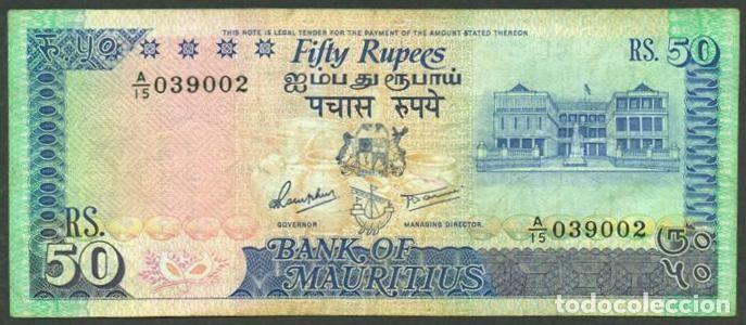Billetes extranjeros: MAURICIO (MAURITIUS). 50 rupees (1986). Pick 37.