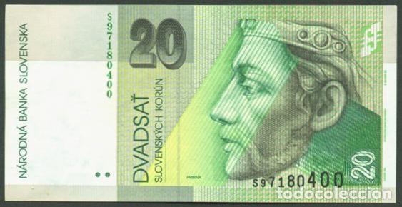 Billetes extranjeros: ESLOVAQUIA. 20 korun 20.10. 2006. Prefijo S. Pick 20g. Impreso en Polonia ( PWPW Varsovia)