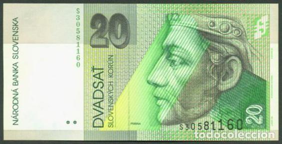 Billetes extranjeros: ESLOVAQUIA. 20 korun 6.9. 2004. Pick 20f. Impreso en Canada (BAI Ottawa)