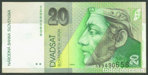 Billetes extranjeros: ESLOVAQUIA. 20 korun 6.9. 2004. Pick 20f. Impreso en Canada (BAI Ottawa)