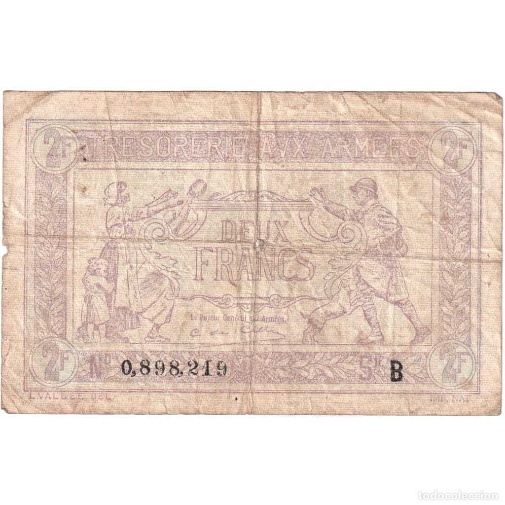 Billetes extranjeros: [#1185329] Francia, 2 Francs, 1917-1919 Army Treasury, S&eacute;rie B, BC