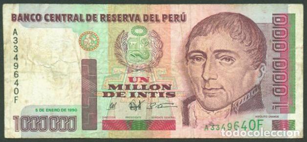 Billetes extranjeros: PERU. 1000000 intis 5.1.1990. Pick 148.