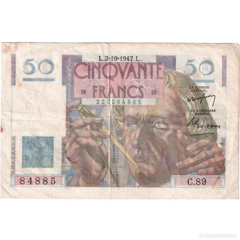 Billetes extranjeros: [#1185344] Francia, 50 Francs, Le Verrier, 1947-10-02, C.89, BC
