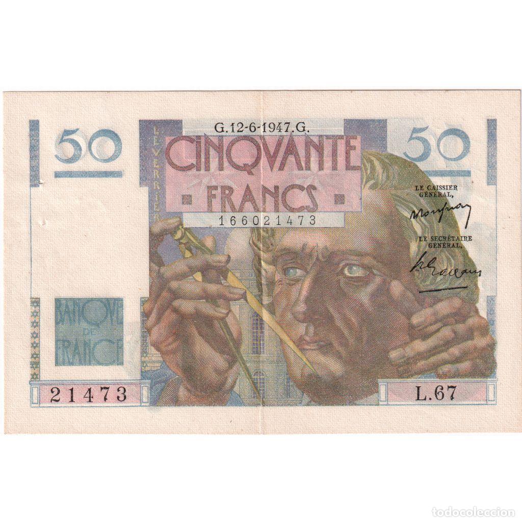 Billetes extranjeros: [#1185345] Francia, 50 Francs, Le Verrier, 1947-06-12, L.67, MBC
