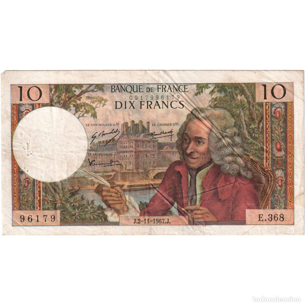 Billetes extranjeros: [#1185347] Francia, 10 Francs, Voltaire, 1967-11-02, E.368, BC