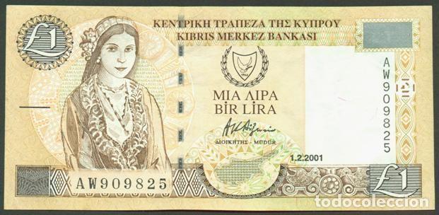 Banconote internazionali: CHIPRE. 1 pound (libra) 1.2. 2001. Pick 60 c.