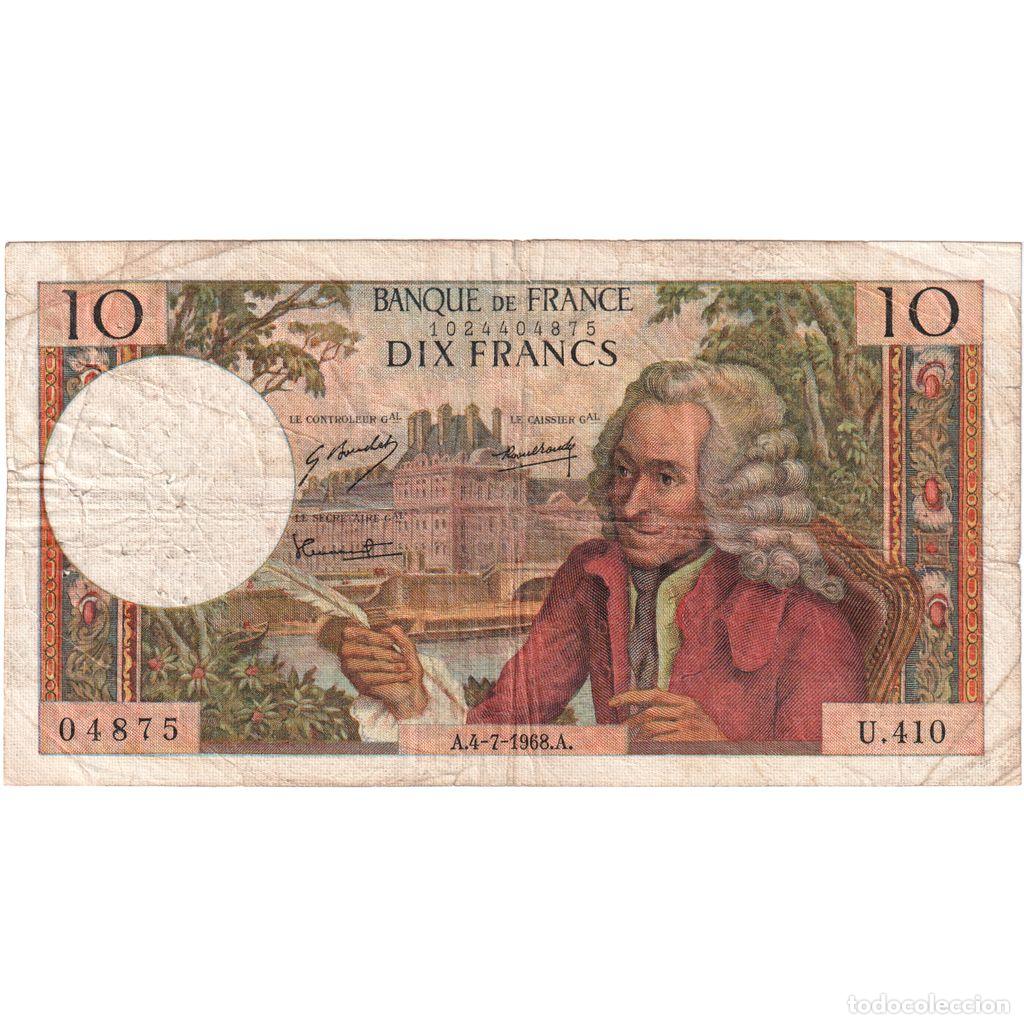 Billetes extranjeros: [#1185348] Francia, 10 Francs, Voltaire, 1968-07-04, U.410, RC+
