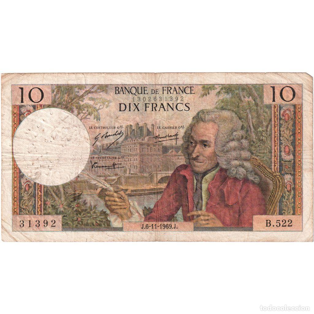 Billetes extranjeros: [#1185350] Francia, 10 Francs, Voltaire, 1969-11-06, B.522, RC+