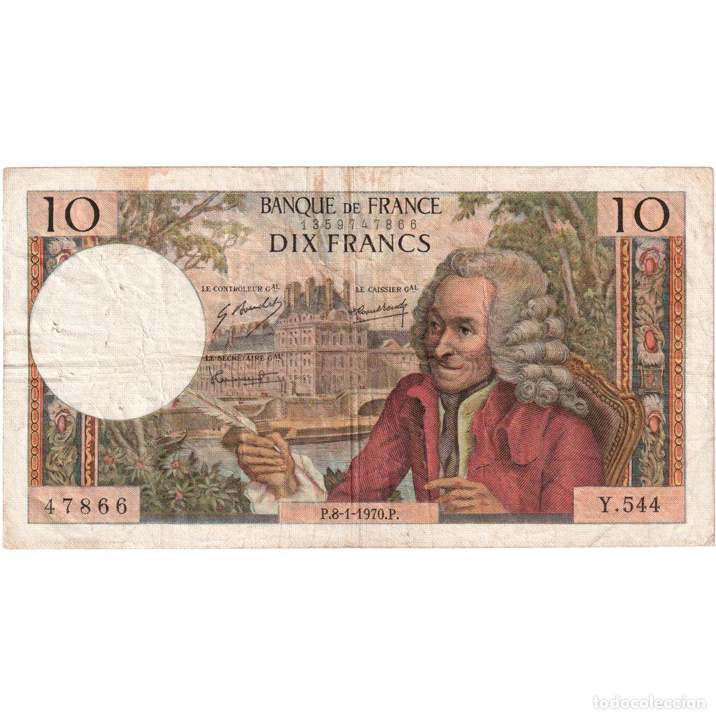 Billetes extranjeros: [#1185352] Francia, 10 Francs, Voltaire, 1970-01-08, Y.544, RC+