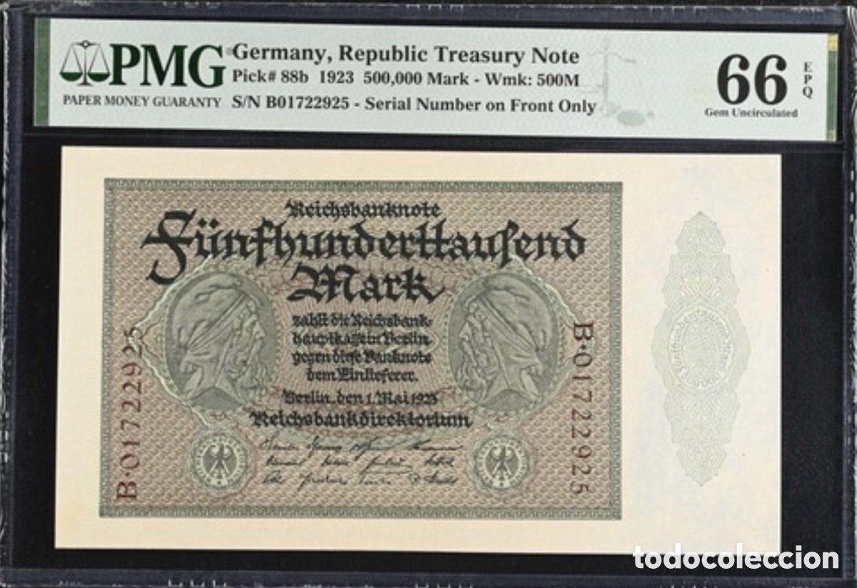 Billetes extranjeros: Billete Alemania 500000 Mark 1923 PMG 66 Pick 88b