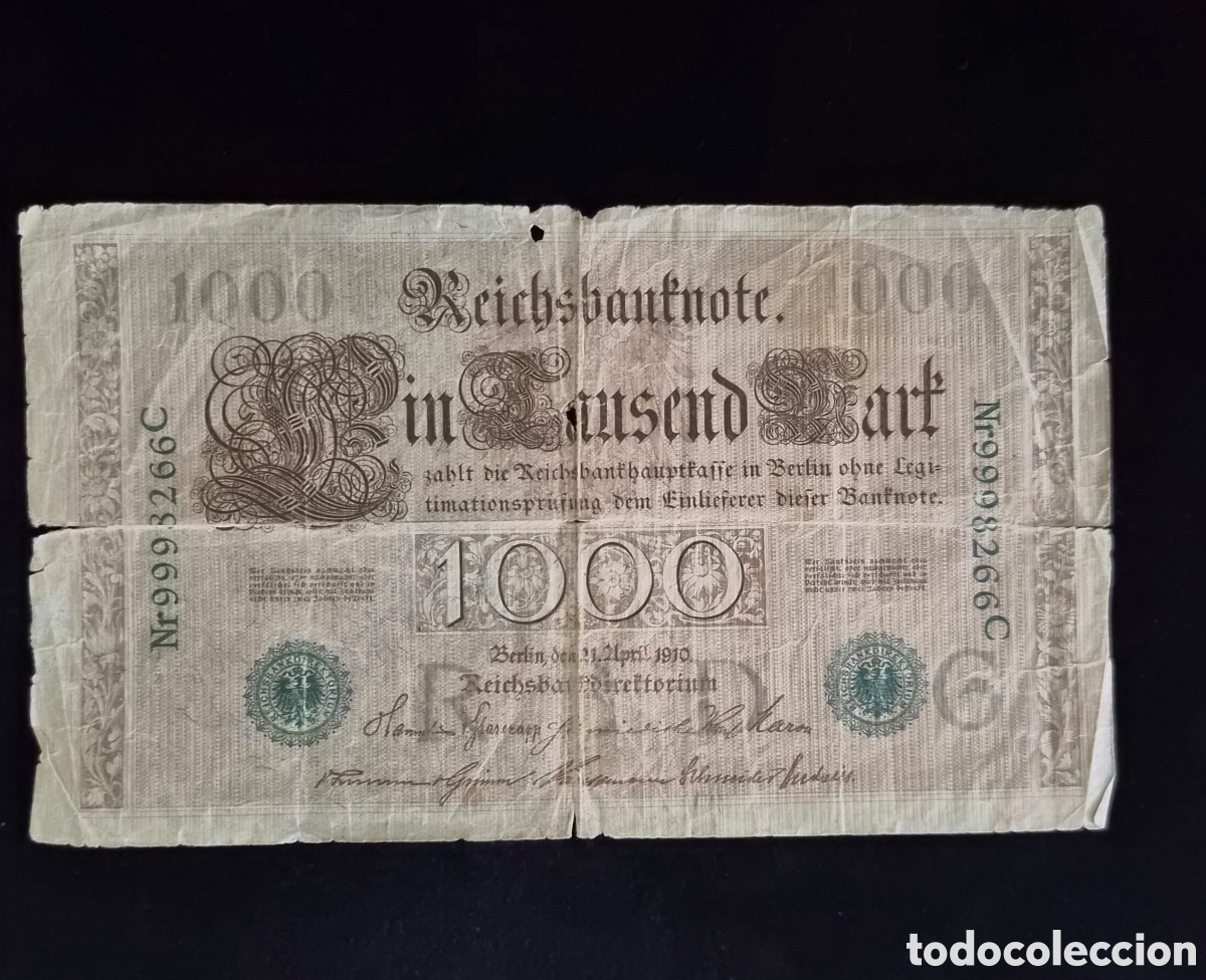 Billetes extranjeros: Billete de Alemania 1.000 marcos de 1910 &ndash; Reichsbanknote