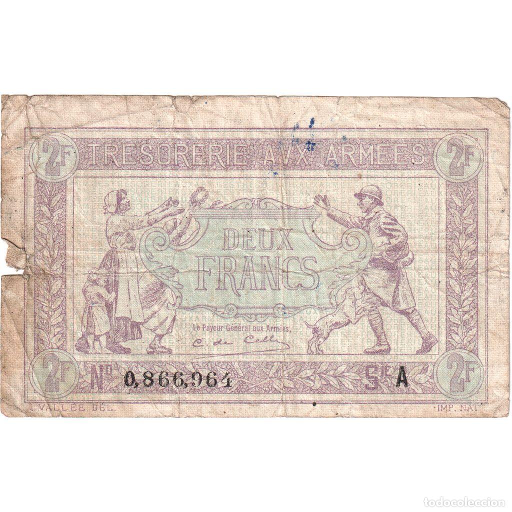 Billetes extranjeros: [#1185340] Francia, 2 Francs, 1917-1919 Army Treasury, Serie A, RC+