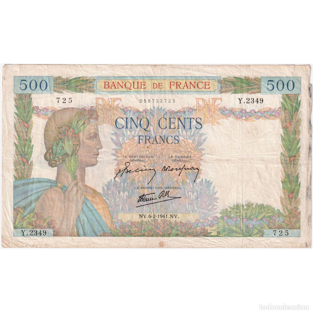 Billetes extranjeros: [#1185358] Francia, 500 Francs, La Paix, 1941-02-06, Y.2349, SC