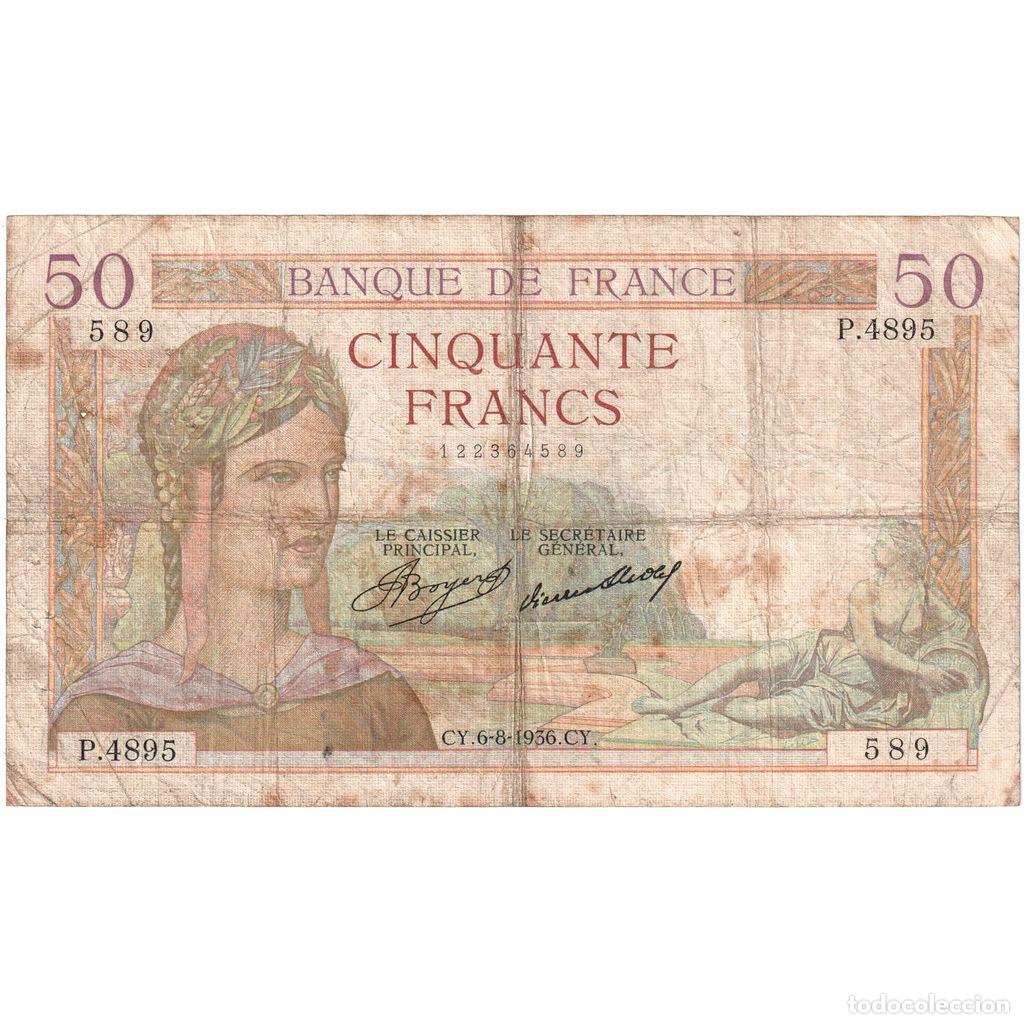 Billetes extranjeros: [#1185355] Francia, 50 Francs, C&eacute;r&egrave;s, 1936-08-06, P.4895, RC+