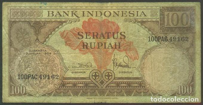 Billetes extranjeros: INDONESIA. 100 rupiah 1.1.1959. Pick 69.