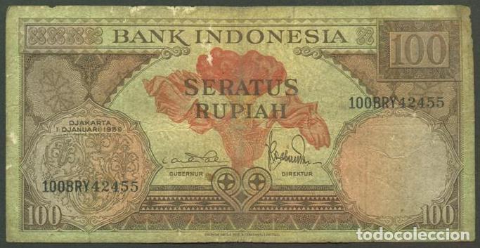 Billetes extranjeros: INDONESIA. 100 rupiah 1.1.1959. Pick 69. 3 letras en el prefijo.