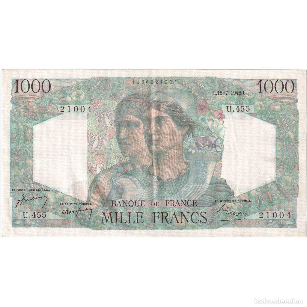 Billetes extranjeros: [#1185361] Francia, 1000 Francs, Minerve et Hercule, 1948-07-15, U.455, BC