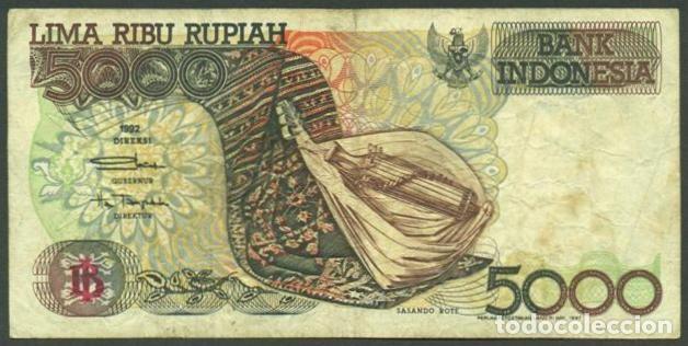 Billetes extranjeros: INDONESIA. 5000 rupiah 1992/1997. Prefijo X - reposicion.