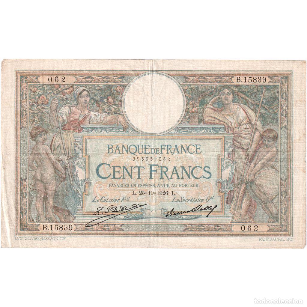 Billetes extranjeros: [#1185365] Francia, 100 Francs, Luc Olivier Merson, 1926-10-25, B.15839, BC+