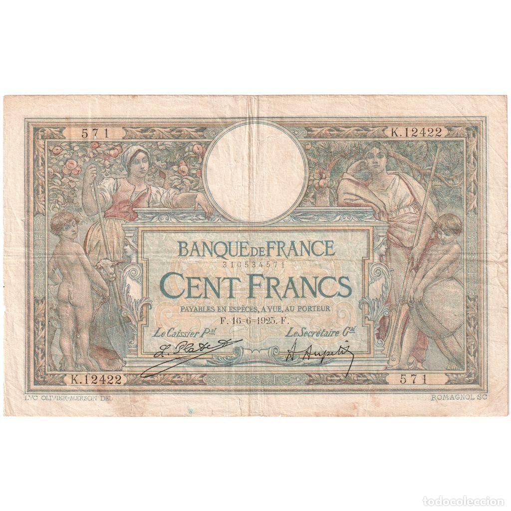 Billetes extranjeros: [#1185367] Francia, 100 Francs, Luc Olivier Merson, 1925-06-16, K.12422, BC