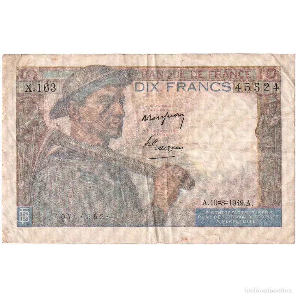 Billetes extranjeros: [#1185376] Francia, 10 Francs, Mineur, 1949-03-10, X.163, RC+