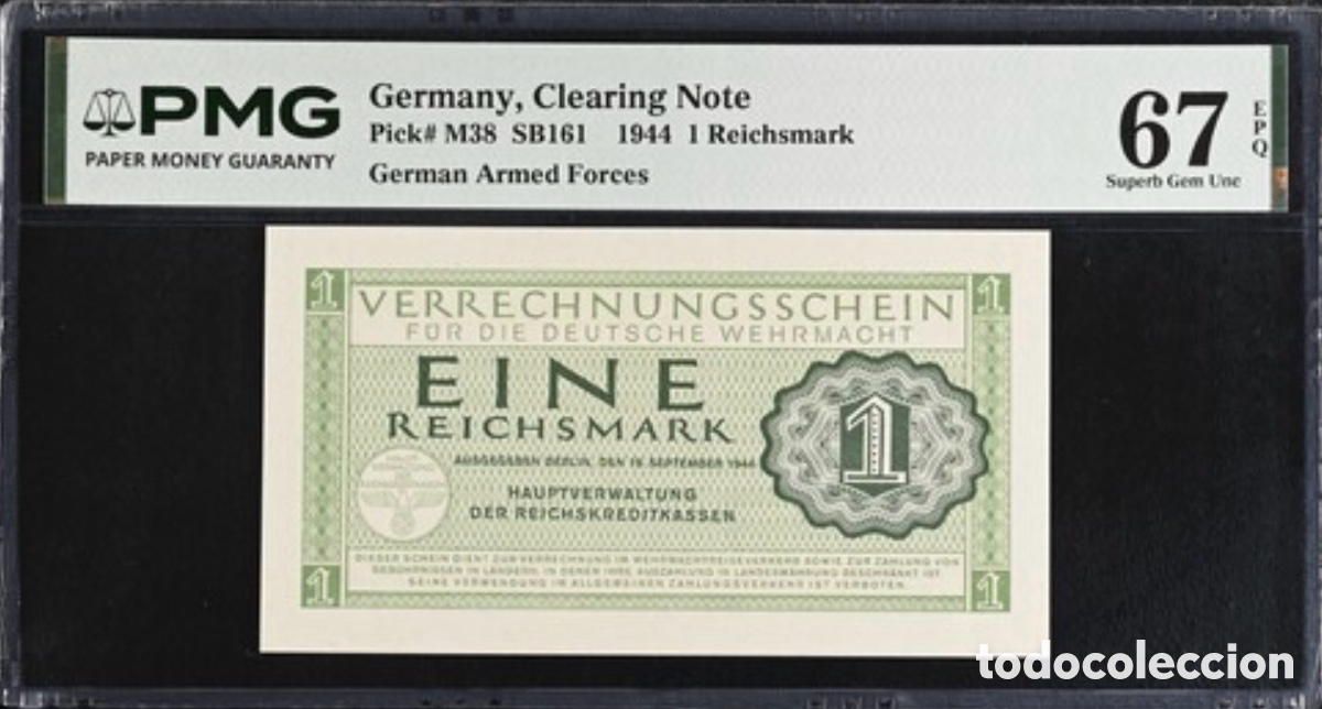 Billetes extranjeros: Billete Alemania 1 Reichsmark 1944 PMG 67 M38 SB161