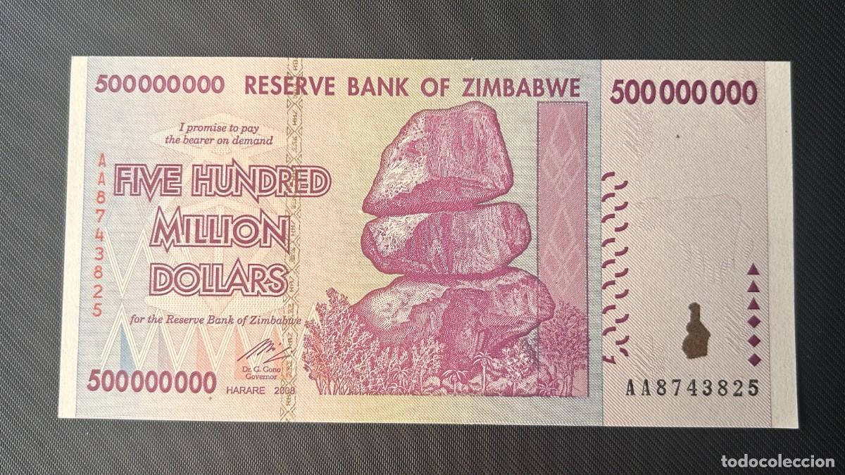 Billetes extranjeros: 500 MILLONES DOLARES 2008 ZIMBABWE. P# 82. SC / UNC
