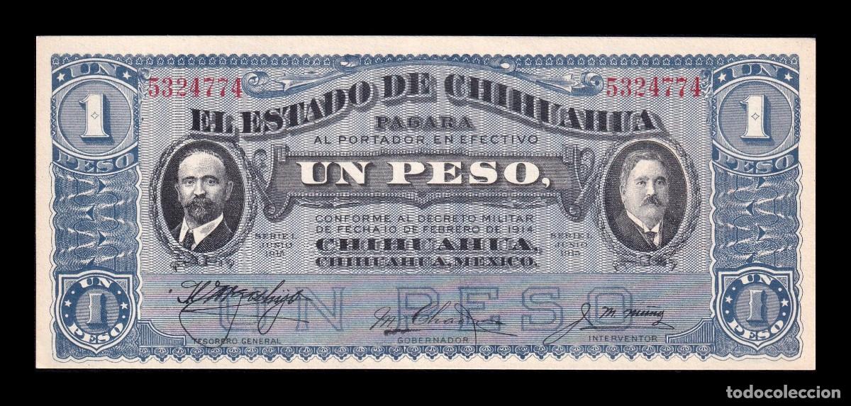 Billetes extranjeros: M&eacute;xico 1 Peso 1915 Pick S530b Serie L Sc Unc