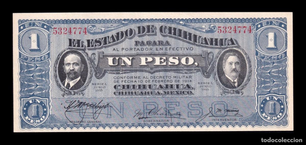 Billetes extranjeros: M&eacute;xico 1 Peso 1915 Pick S530d Serie L Sc Unc