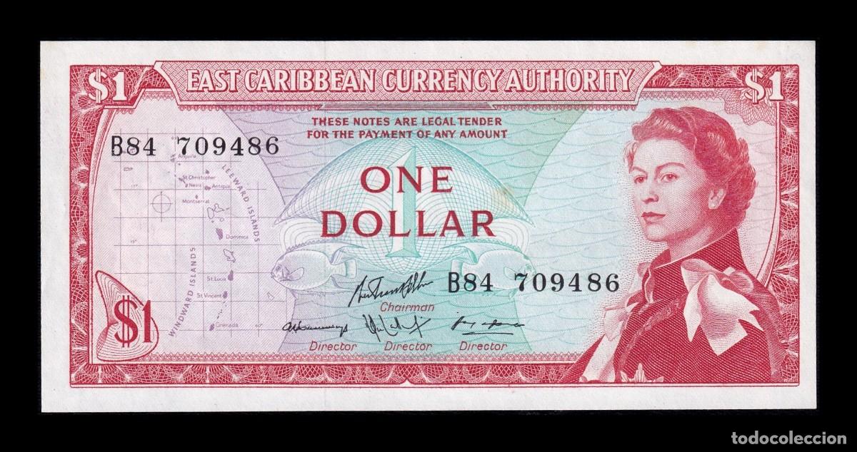 Billetes extranjeros: Estados del Caribe 1 D&oacute;lar Elizabeth II ND (1965) Pick 13f(2) Sc- aUnc