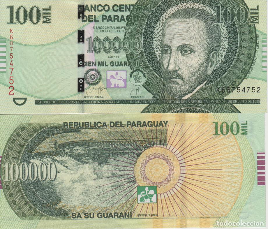 Billetes extranjeros: Paraguay 100000 guaranies del 2001 Pick 240 SC/UNC