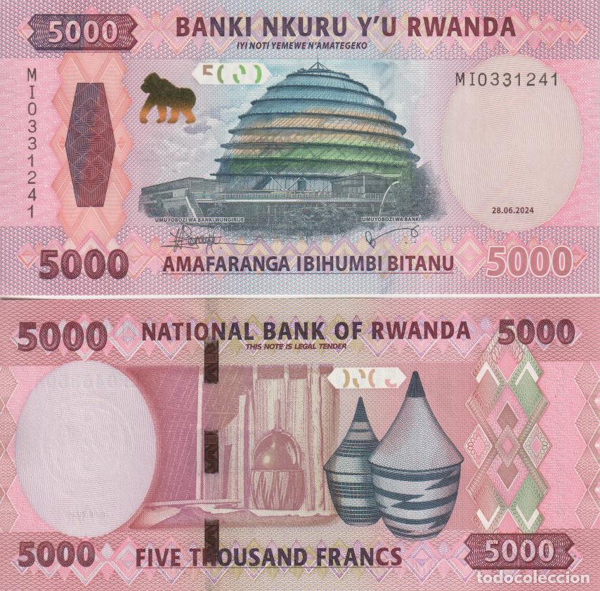 Billetes extranjeros: Ruanda 5000 Francs del 2024 Pick W 45 SC/UNC - Foto 1