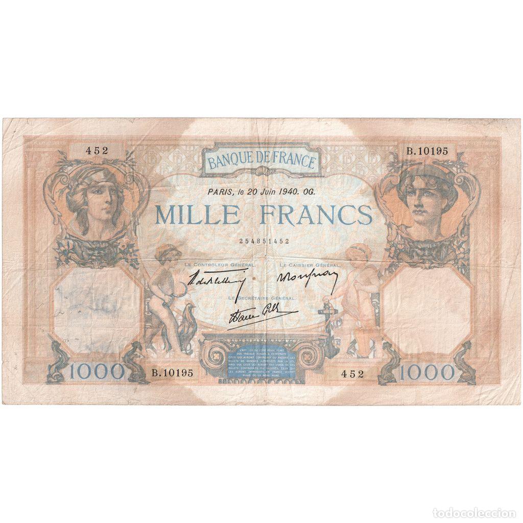 Billetes extranjeros: [#1185392] Francia, 1000 Francs, C&eacute;r&egrave;s et Mercure, 1940-06-20, B.10195, BC