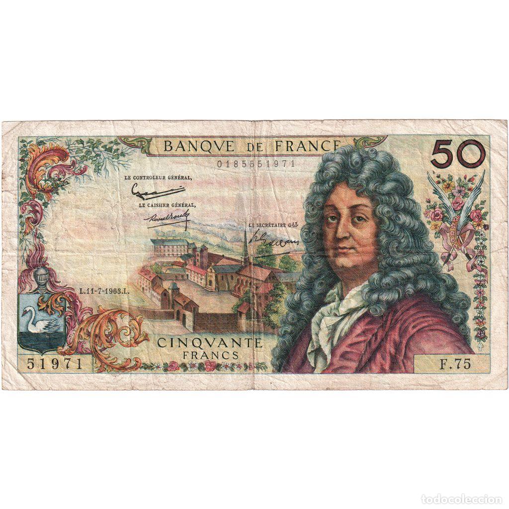 Notas Internacionais: [#1185408] Francia, 50 Francs, Racine, 1963-07-11, F.75, BC