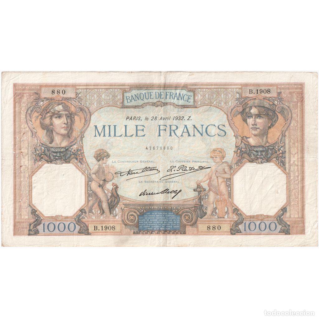 Billetes extranjeros: [#1185389] Francia, 1000 Francs, C&eacute;r&egrave;s et Mercure, 1932-04-28, B.1908, BC