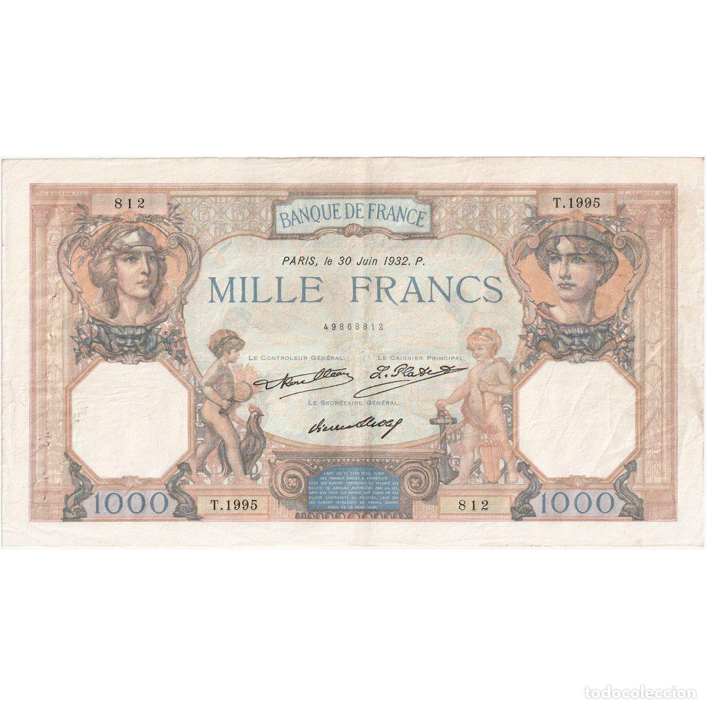 Billetes extranjeros: [#1185390] Francia, 1000 Francs, C&eacute;r&egrave;s et Mercure, 1932-06-30, T.1995, BC+