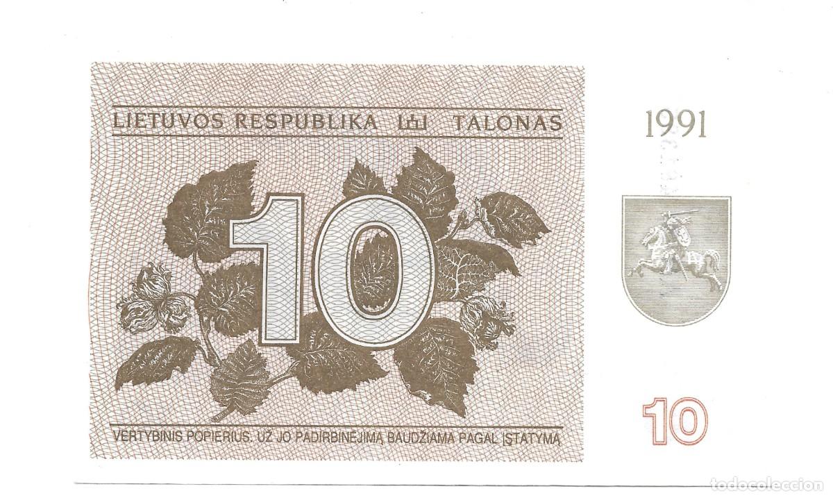 Billetes extranjeros: Billete de 10 Talonas de la Rep&uacute;blica de Lituania 1991 (UNC).