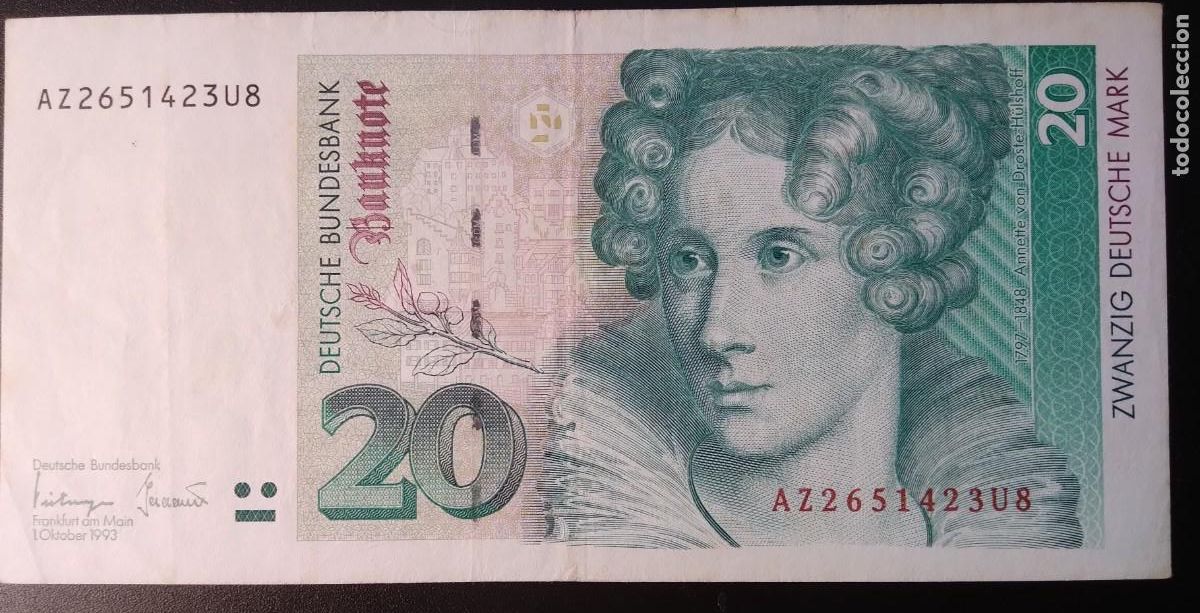 Billetes extranjeros: ALEMANIA *1993*20 MARK